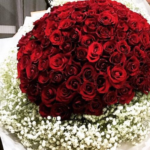 Forever Love | 99 Red Roses with baby's breath