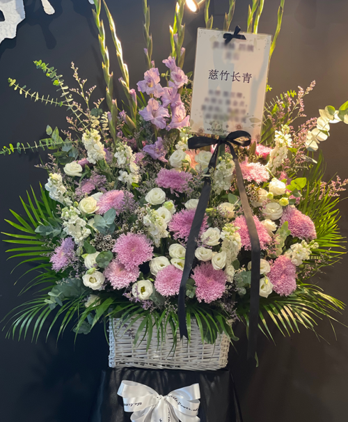 Light purple and white Colors of sympathy floral stand